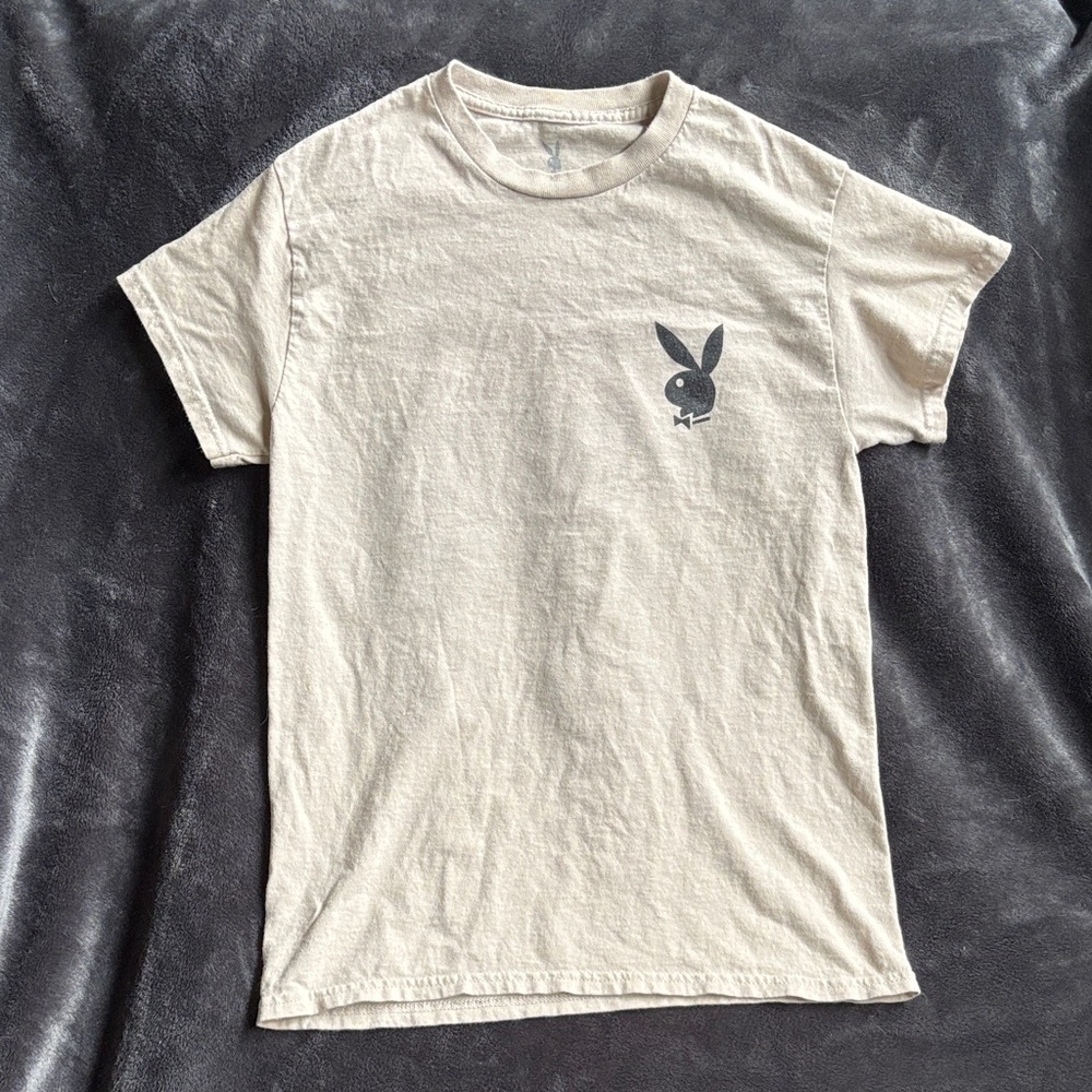 PLAYBOY Men's Beige Short Sleeve Tee